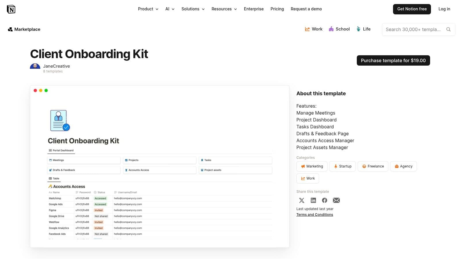 Notion — Client Onboarding Kit (Marketplace)