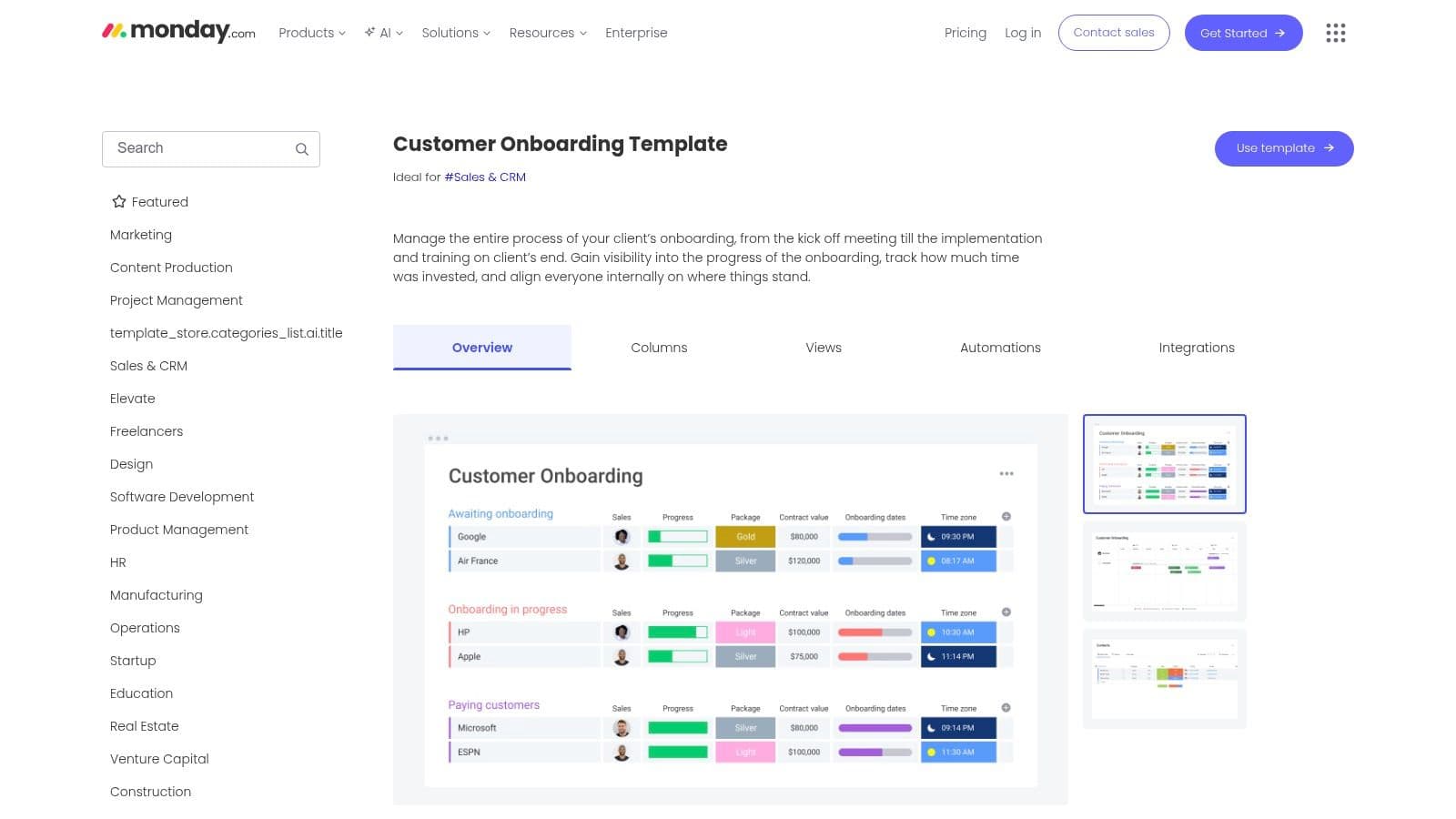 monday.com — Customer Onboarding Template