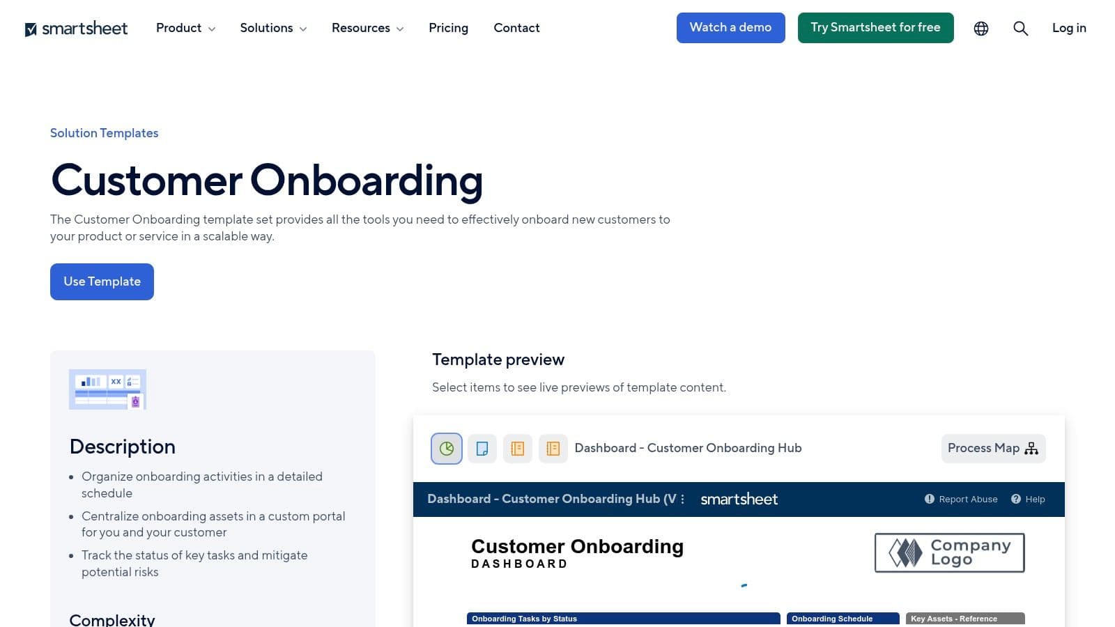 Smartsheet — Customer Onboarding Template Set
