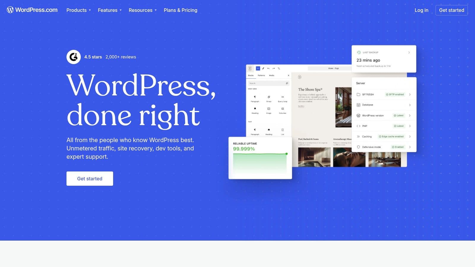 The block editor interface in WordPress.com, showing a user creating a blog post.