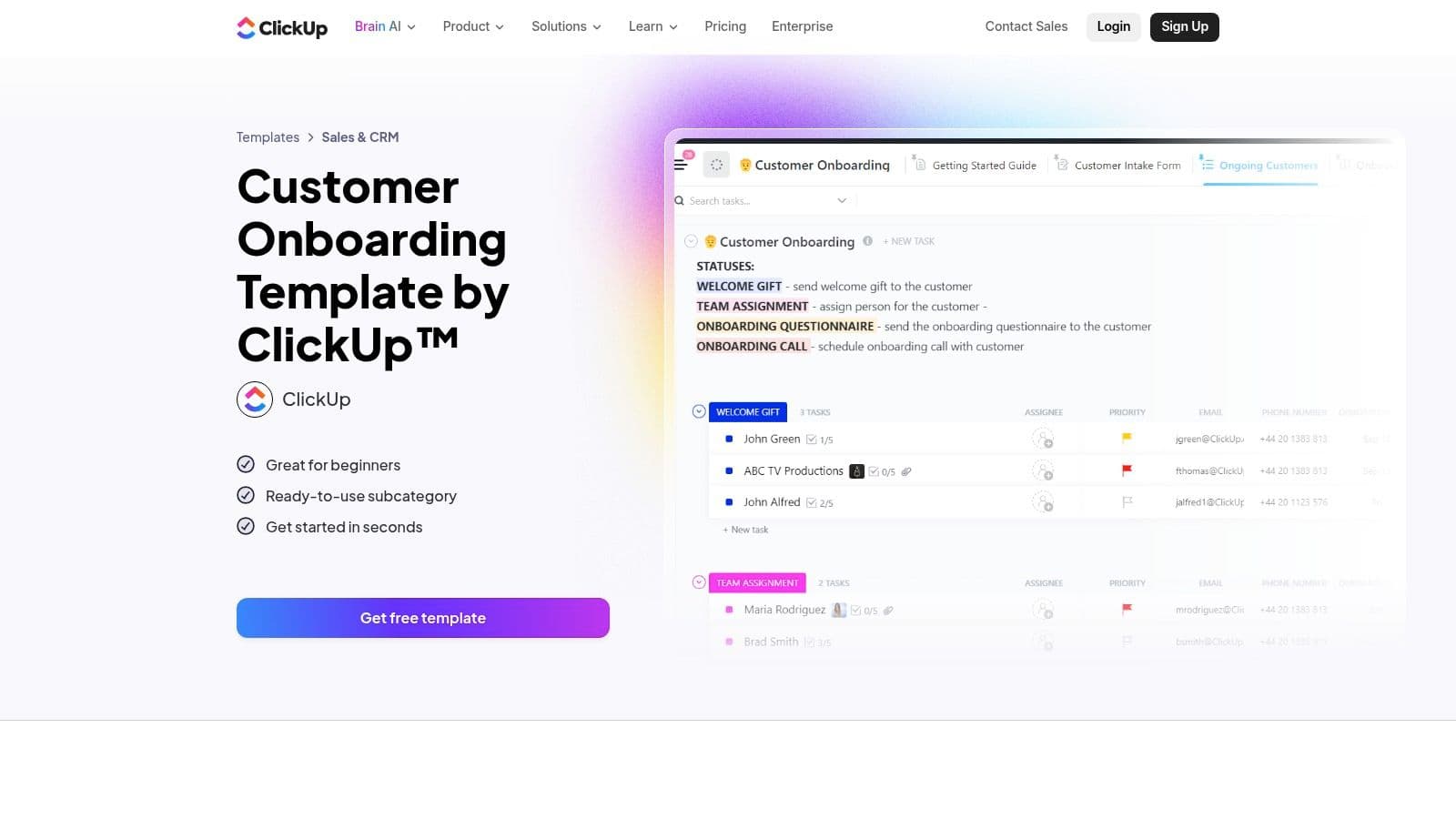 ClickUp — Customer Onboarding Template