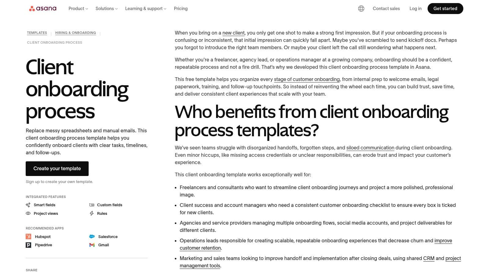 Asana — Client Onboarding Process Template