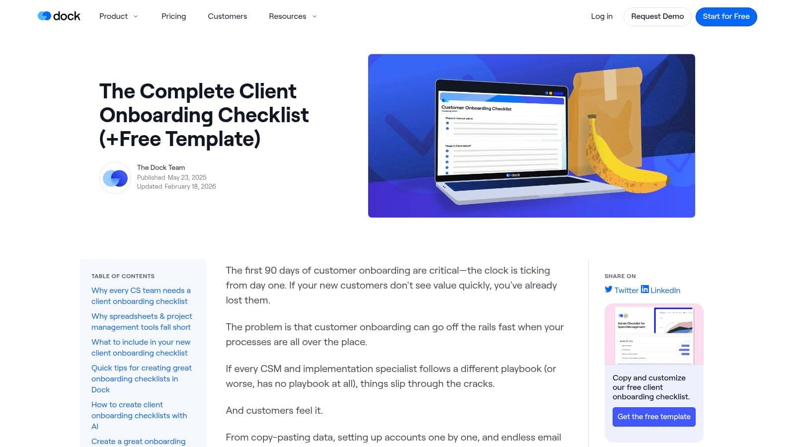 Dock — Customer/Client Onboarding Checklist Template