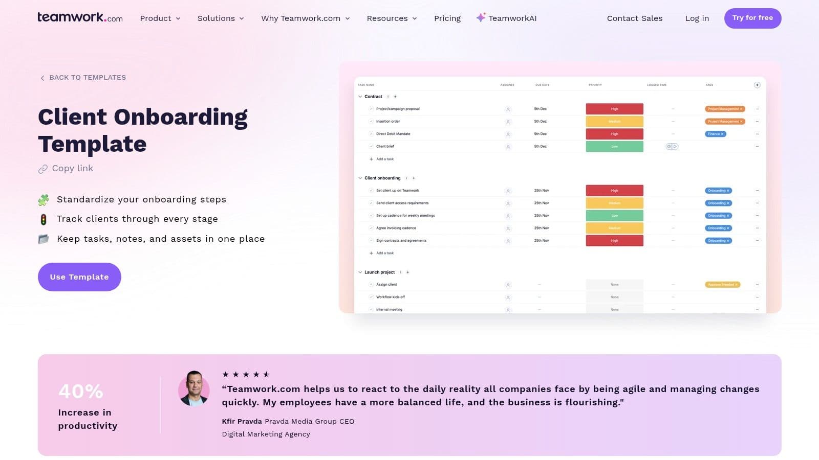 Teamwork — Client Onboarding Checklist Template