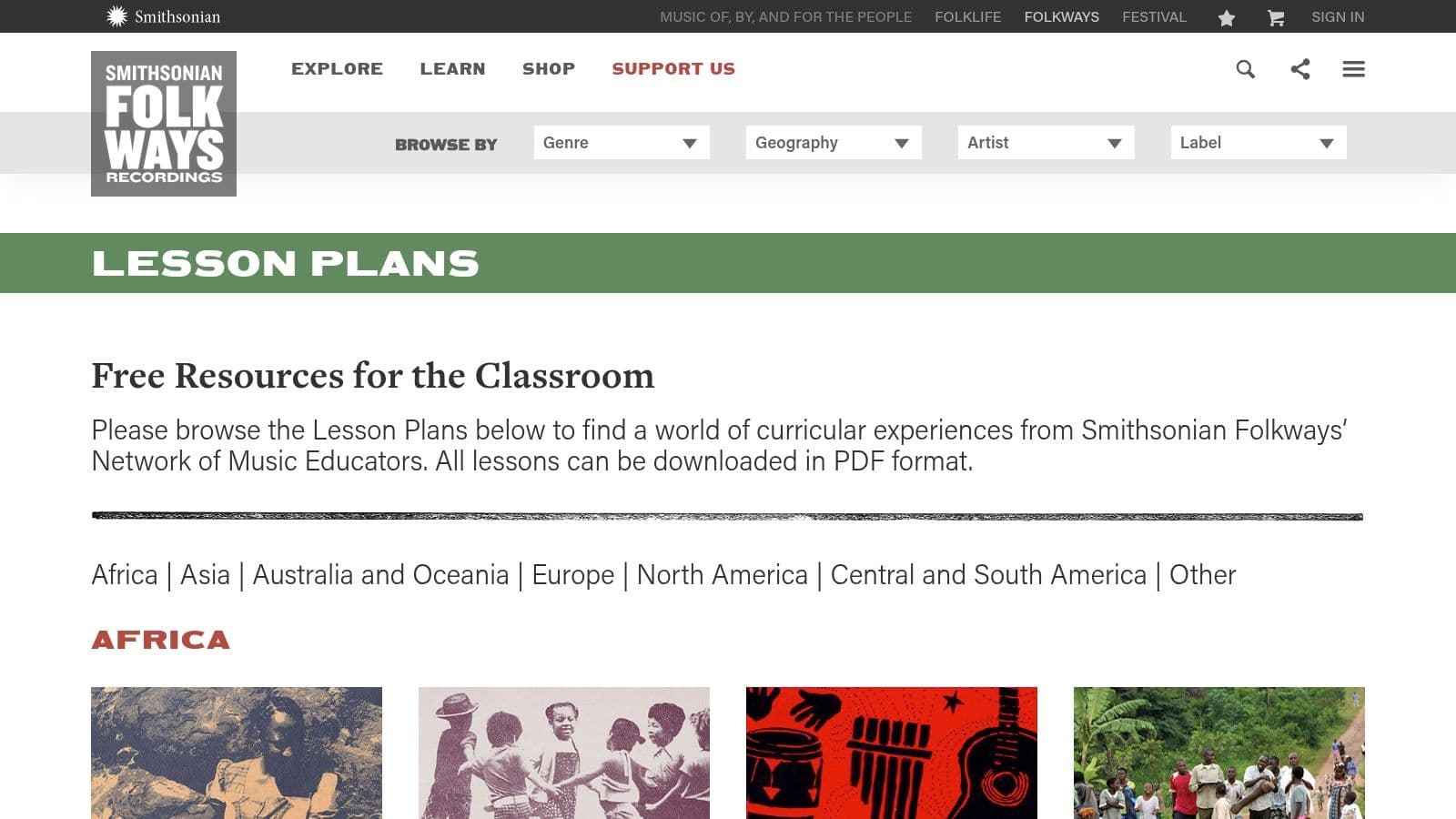 Smithsonian Folkways Lesson Plans