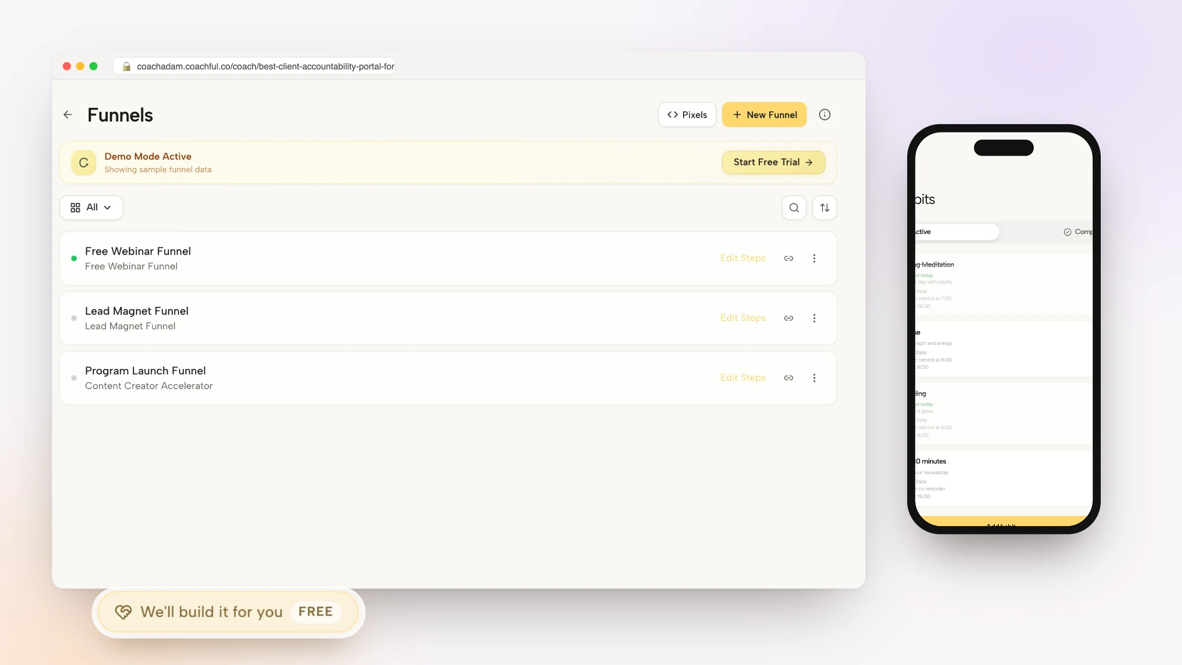 Client Accountability Portal for Leadership Mentors: Hub