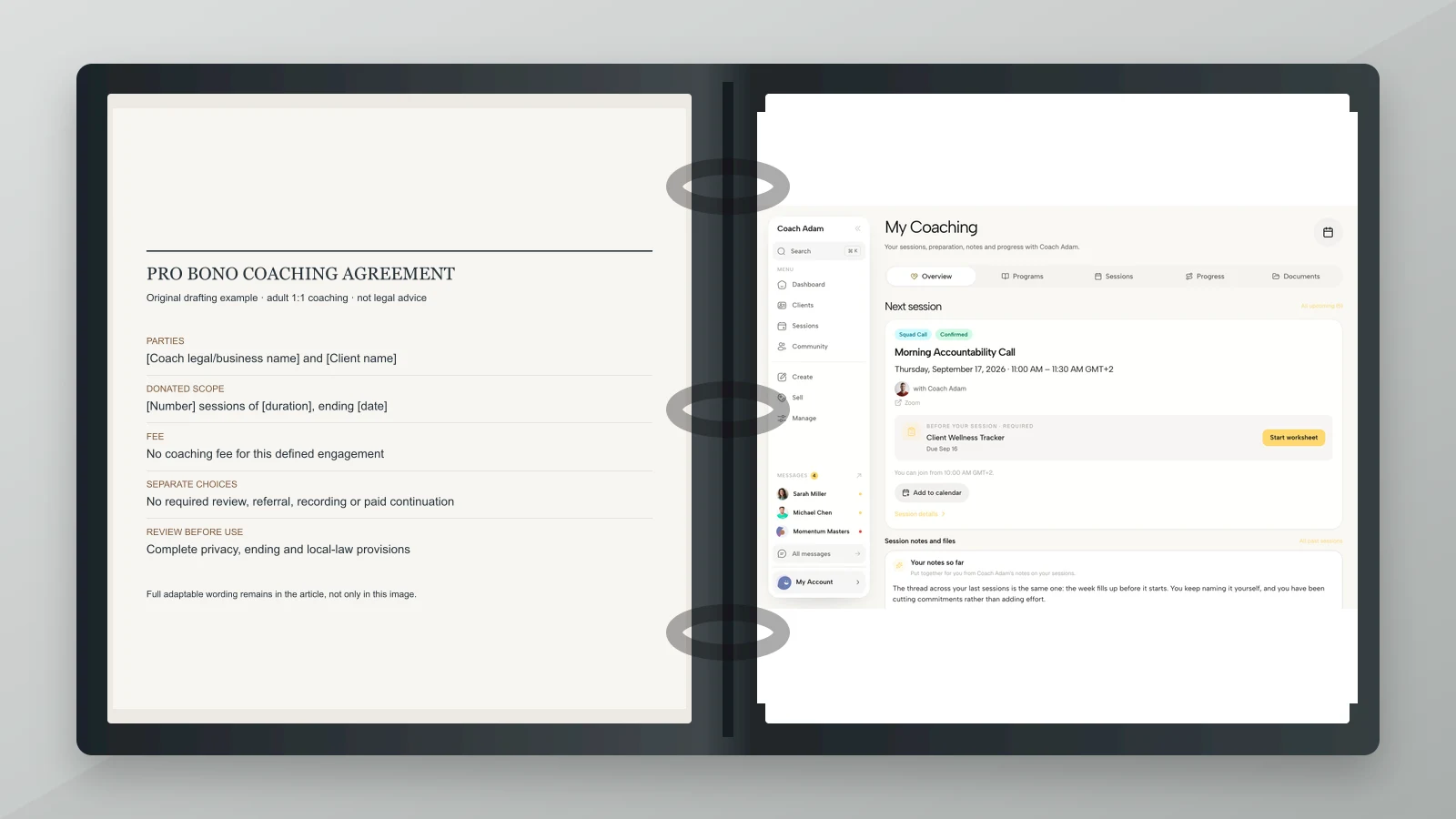Pro Bono Coaching Agreement: Template and 7 Decisions